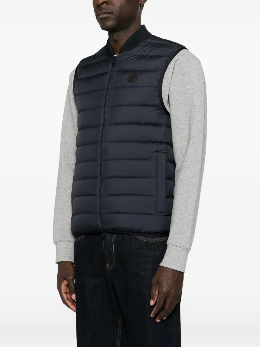 Moncler quilted logo-patch gilet Blauw