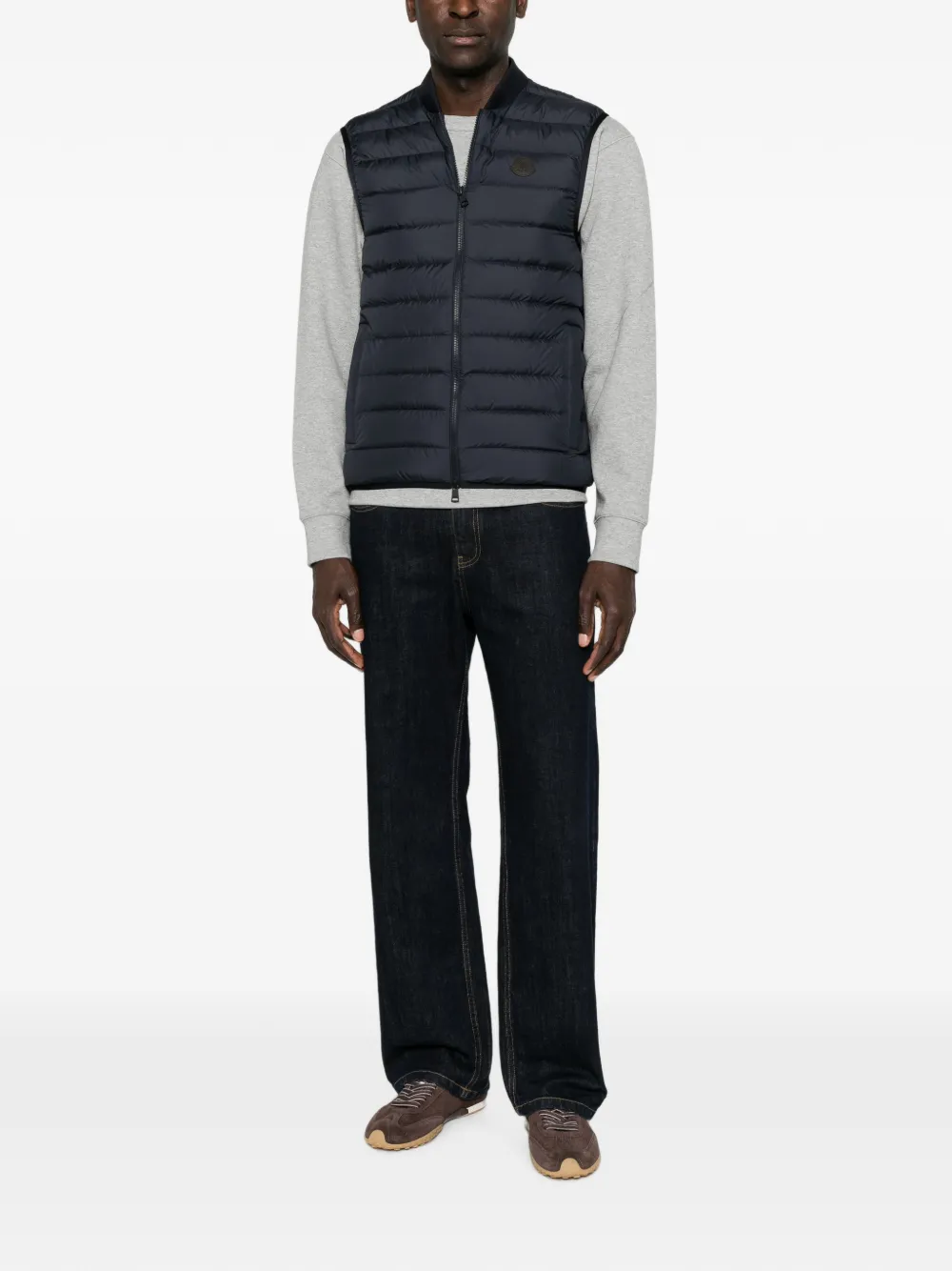 Moncler quilted logo-patch gilet Blauw