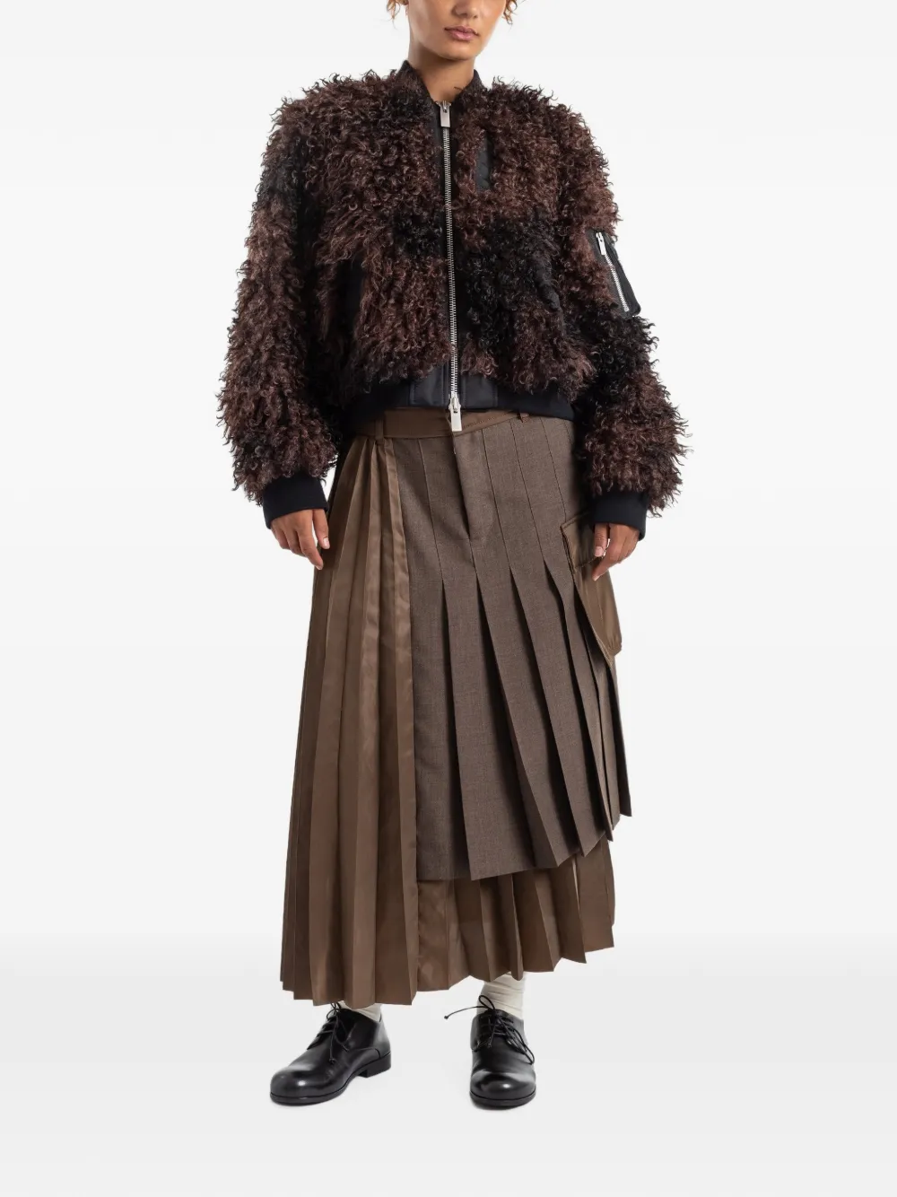 sacai faux-fur panelled jacket Bruin