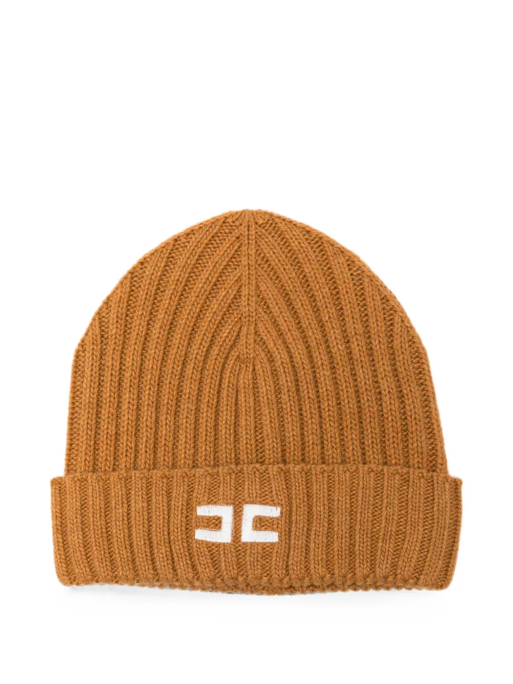 Elisabetta Franchi La Mia Bambina logo-embroidered ribbed beanie hat - Marrone