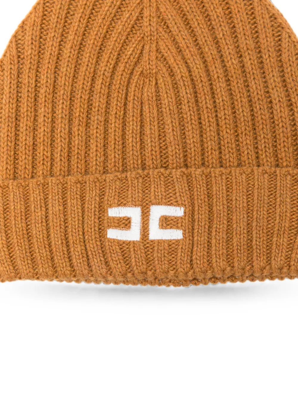 Elisabetta Franchi La Mia Bambina Geribbelde muts met geborduurd logo Bruin