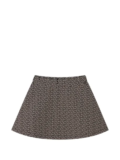 Balmain Kids monogram-print A-line skirt