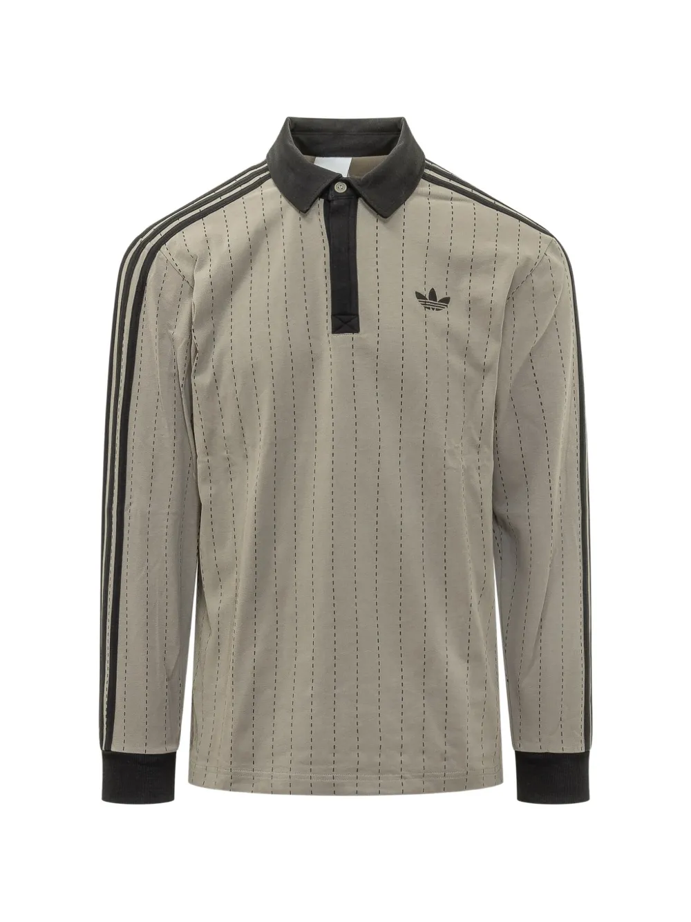 adidas pinstripe long-sleeve polo shirt Beige