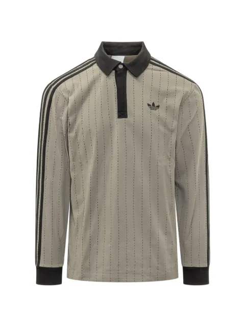 adidas pinstripe long-sleeve polo shirt