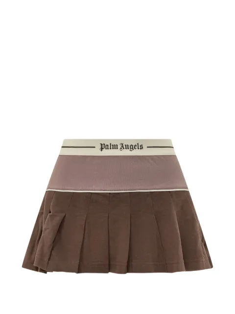 Palm Angels logo pleated mini skirt