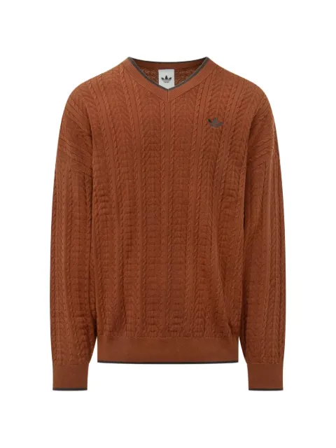 adidas cable-knit V-neck sweater