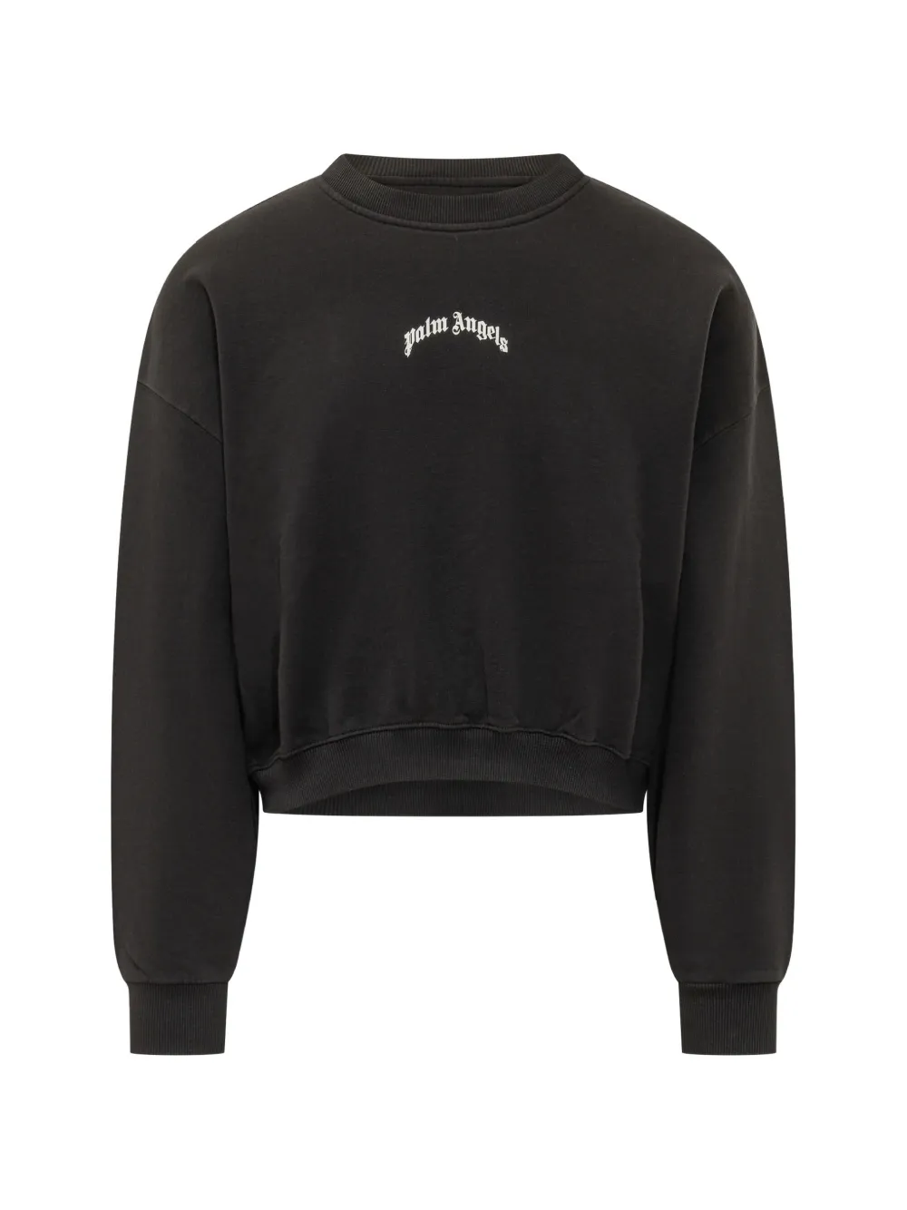 Palm Angels curved-logo cropped crewneck sweatshirt - Schwarz