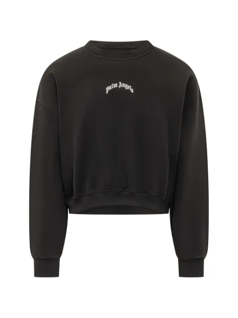Palm Angels curved-logo cropped crewneck sweatshirt