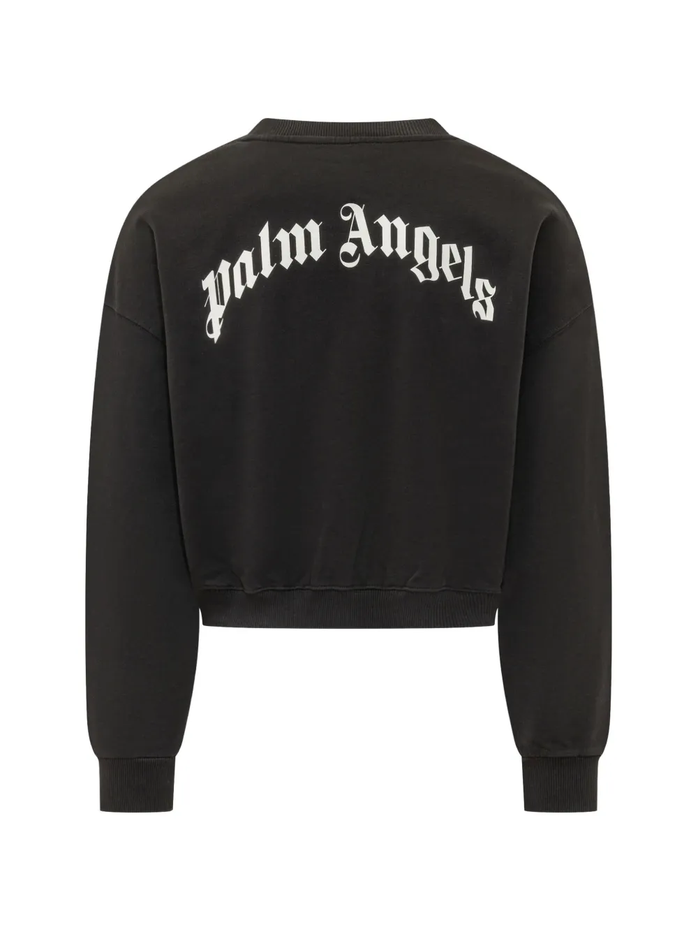 Palm Angels Cropped sweater met ronde hals en gewelfd logo Zwart