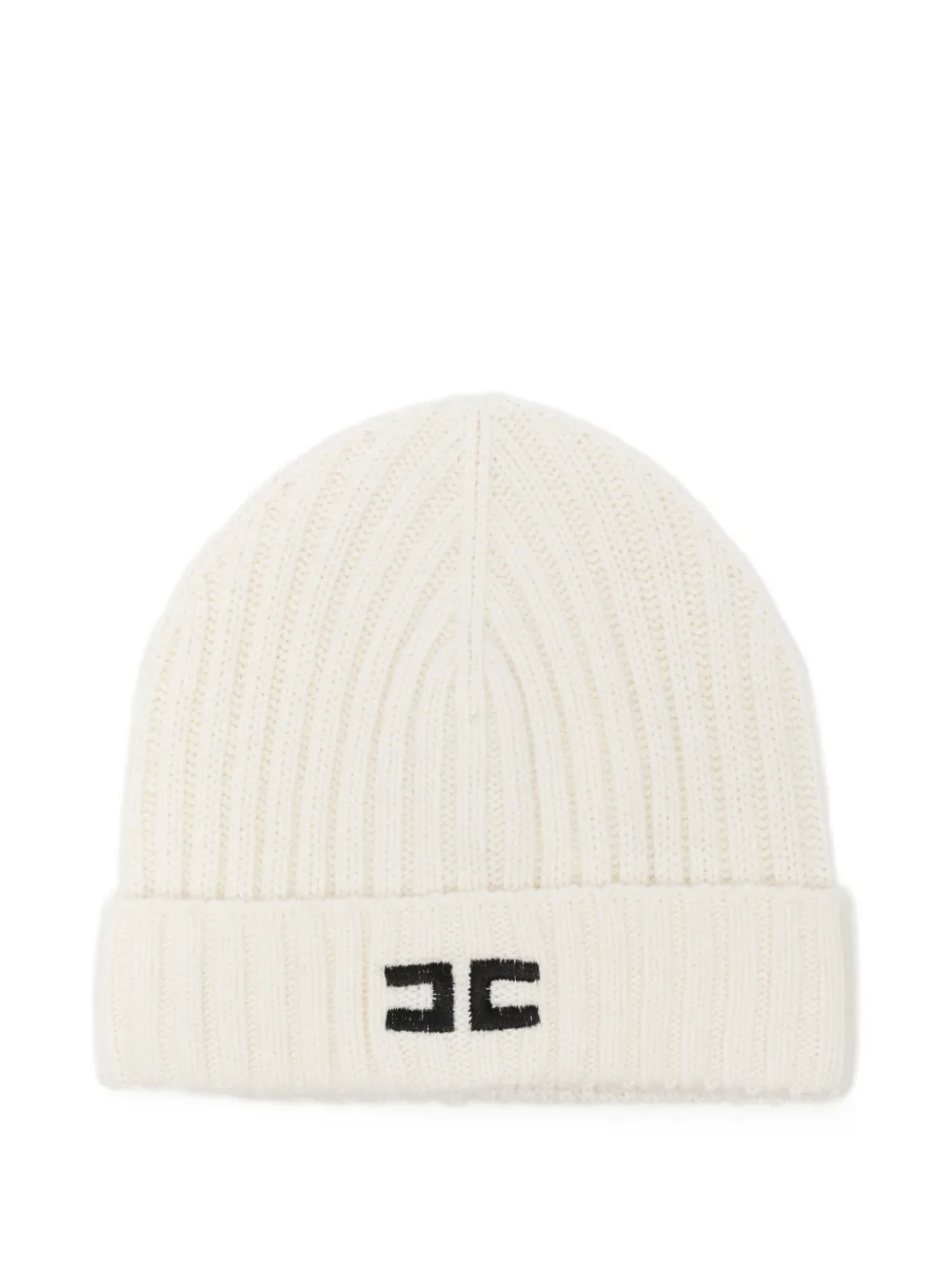 Elisabetta Franchi La Mia Bambina logo-embroidered ribbed-knit beanie hat - Toni neutri