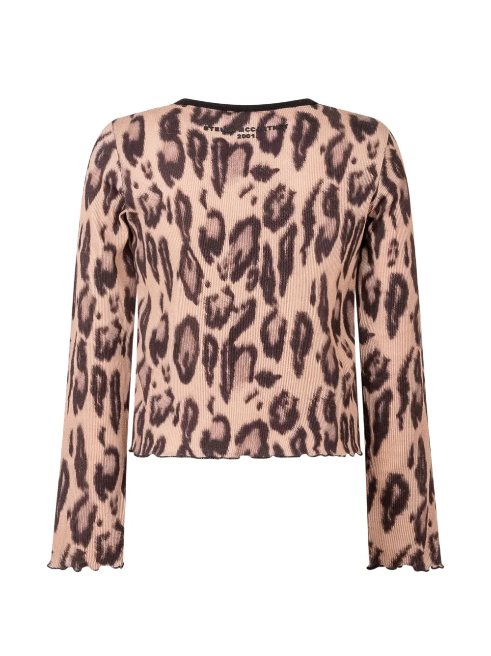Stella McCartney Kids Geribbeld T-shirt met luipaard-print Beige