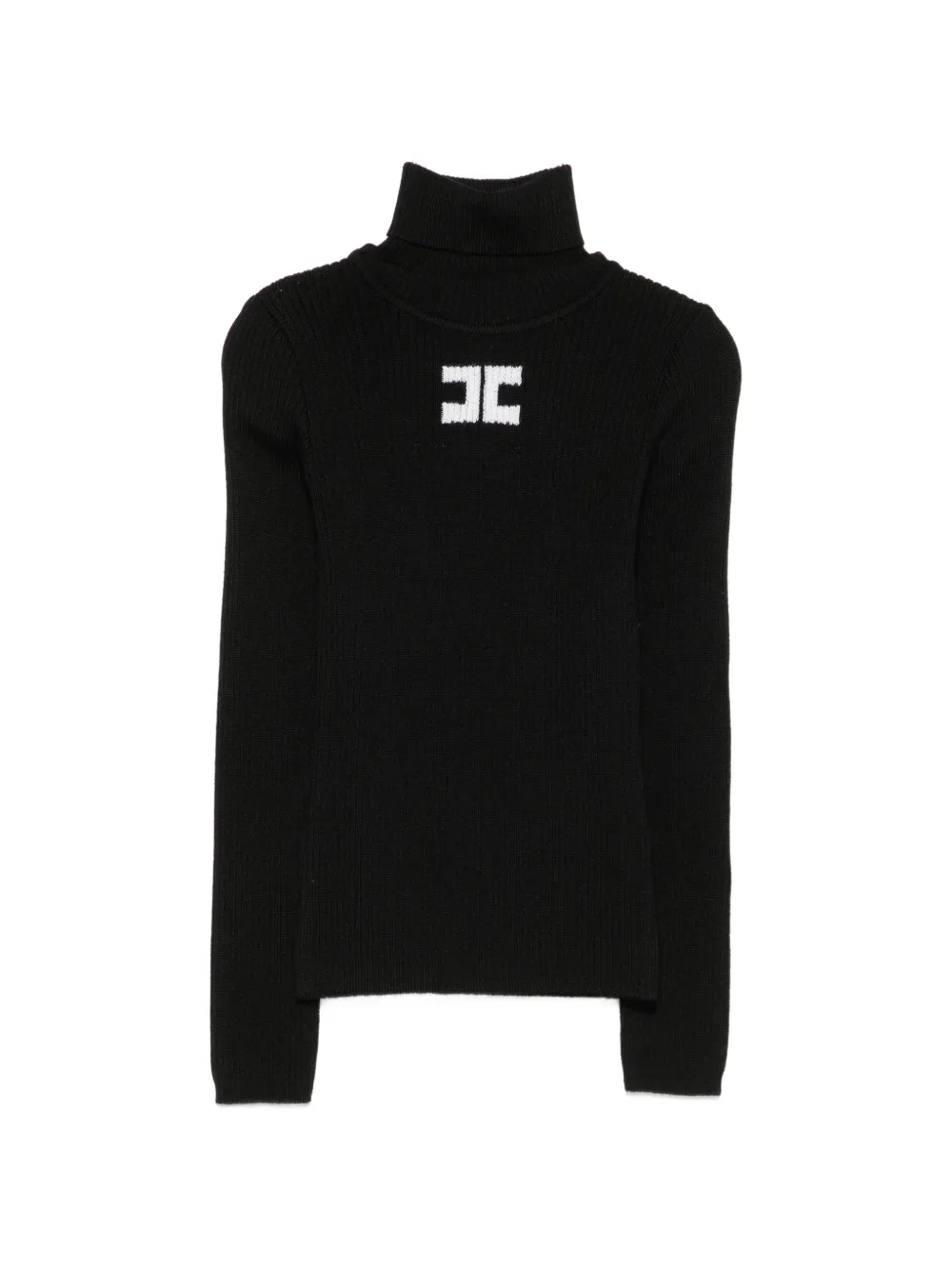 Elisabetta Franchi La Mia Bambina pull en maille côtelée à logo en intarsia - Noir