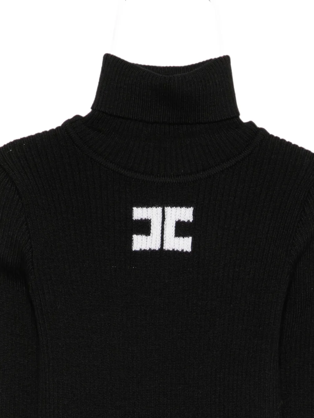 Elisabetta Franchi La Mia Bambina Ribgebreide trui met logo-intarsia Zwart