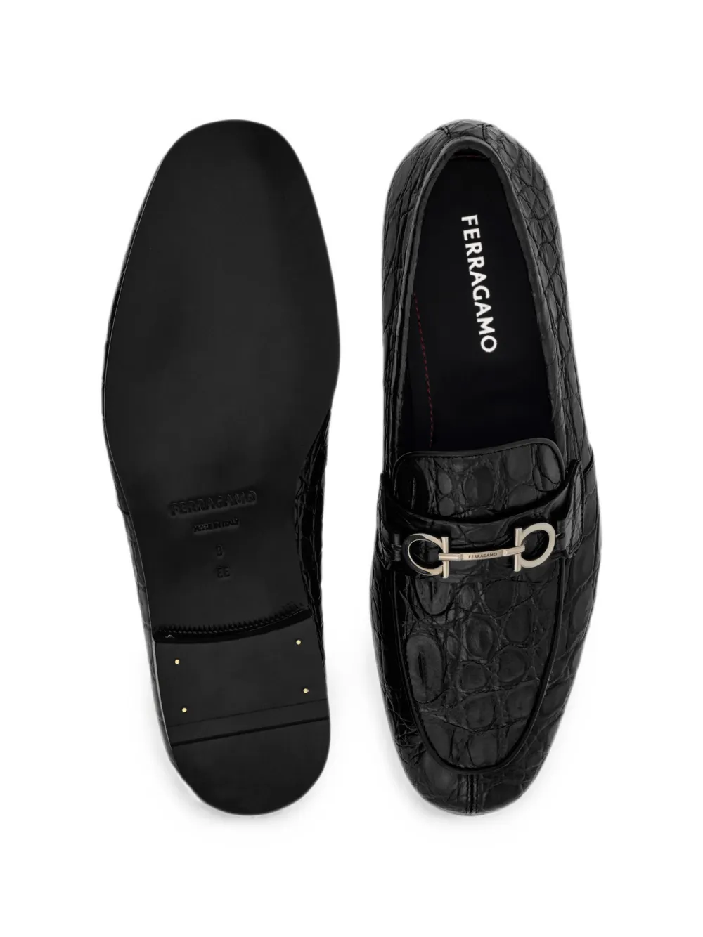 Ferragamo Mocassins met Gancini ornament Zwart