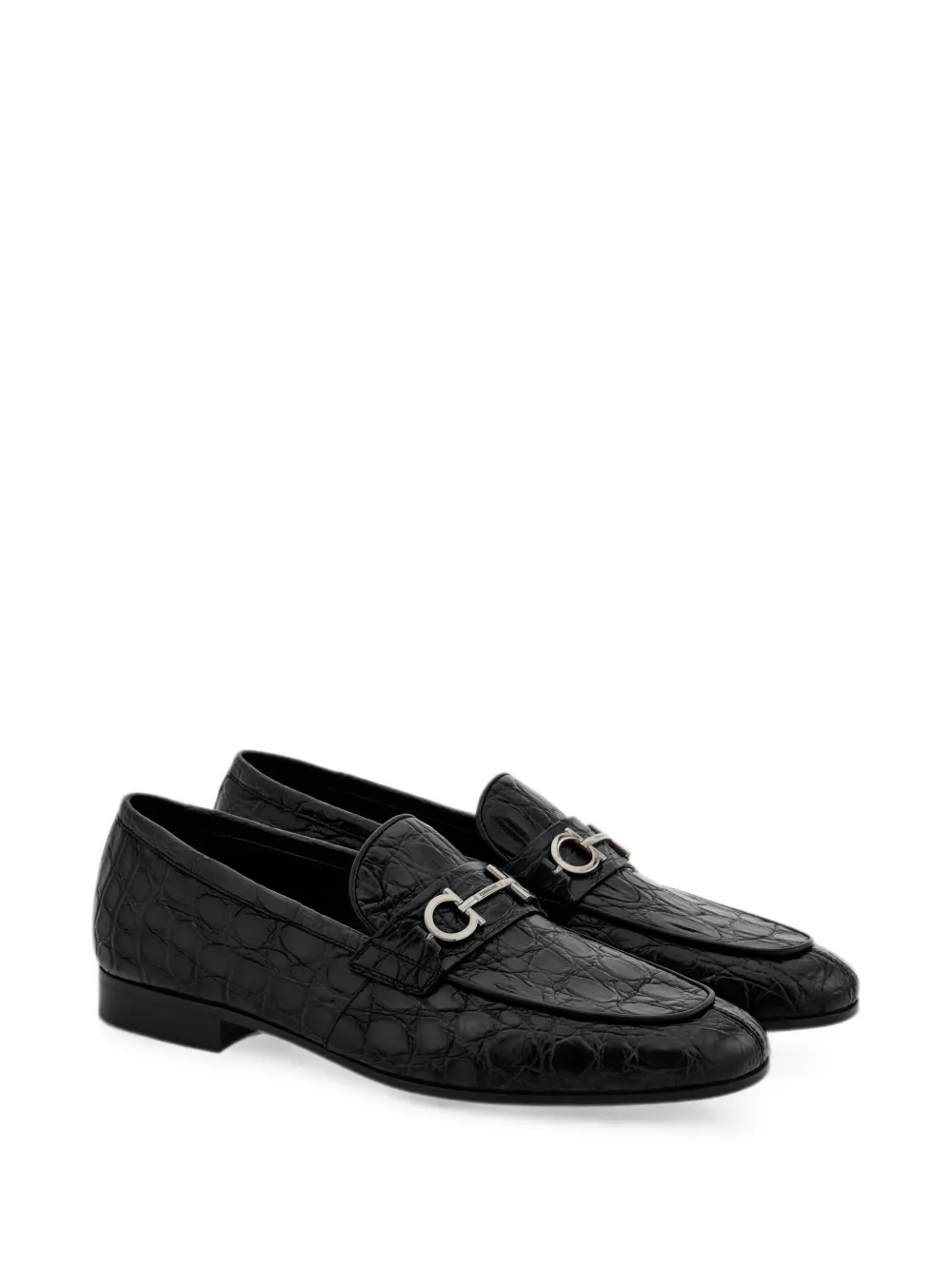 Ferragamo Mocassins met Gancini ornament Zwart