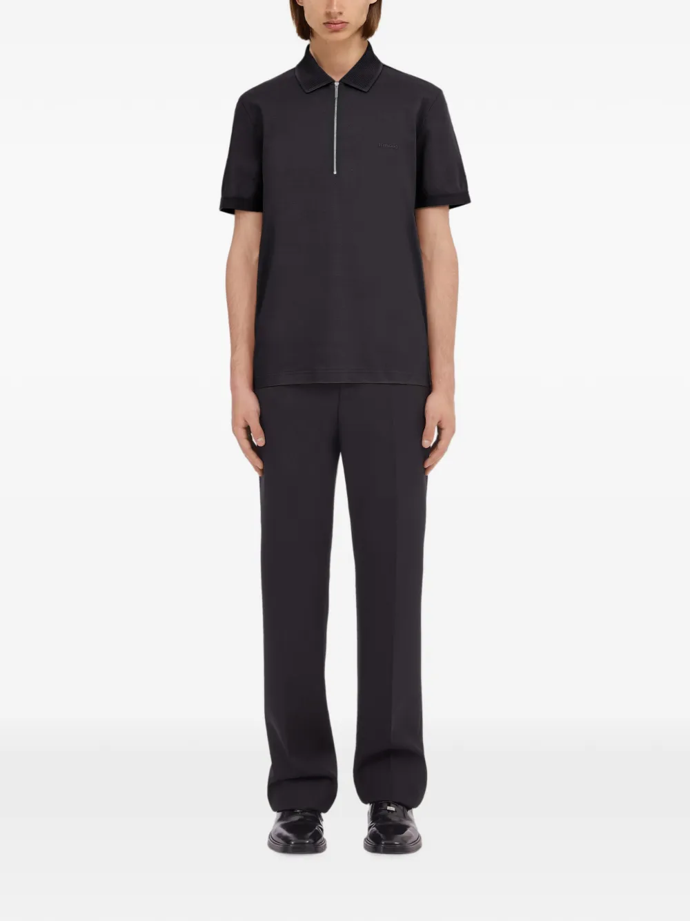Ferragamo Poloshirt met ritskraag Zwart