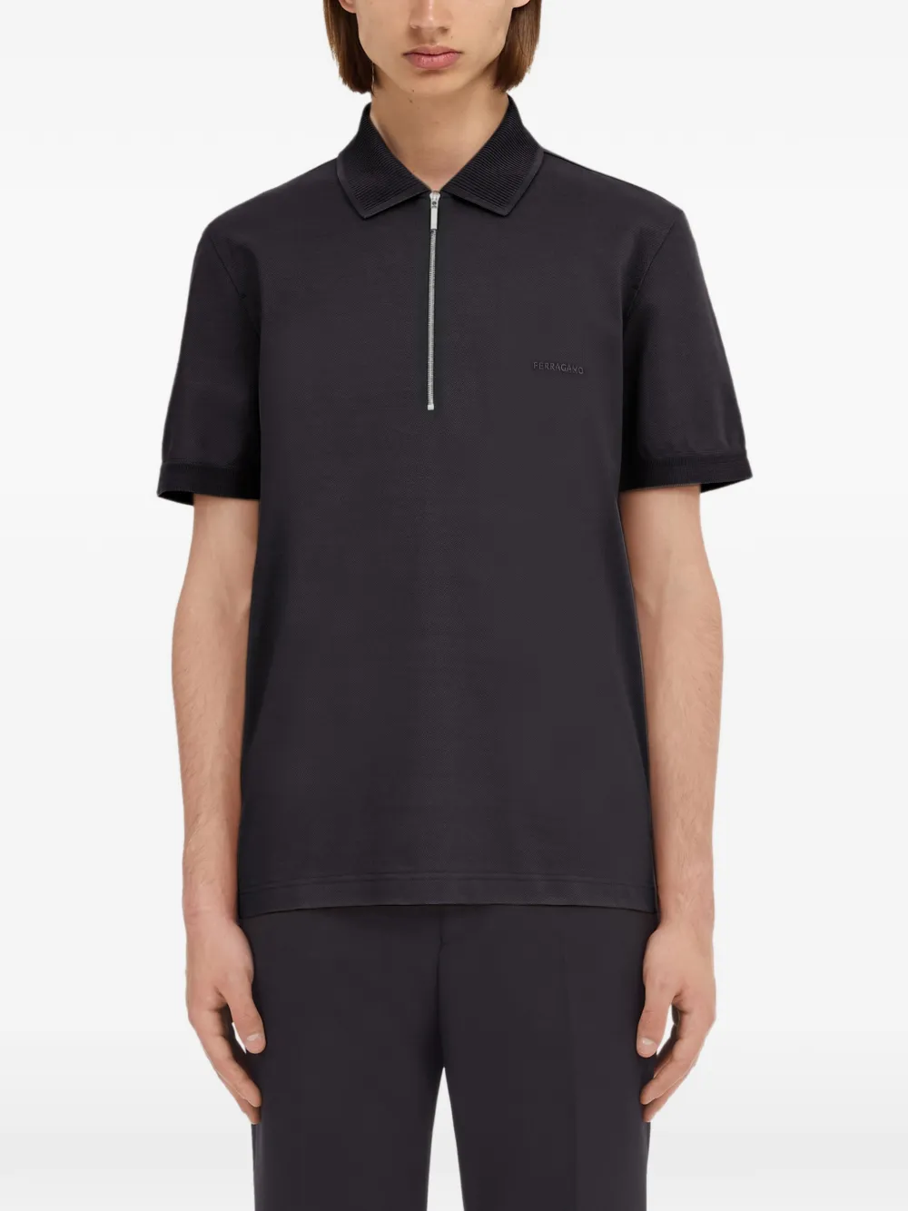 Ferragamo Poloshirt met ritskraag Zwart