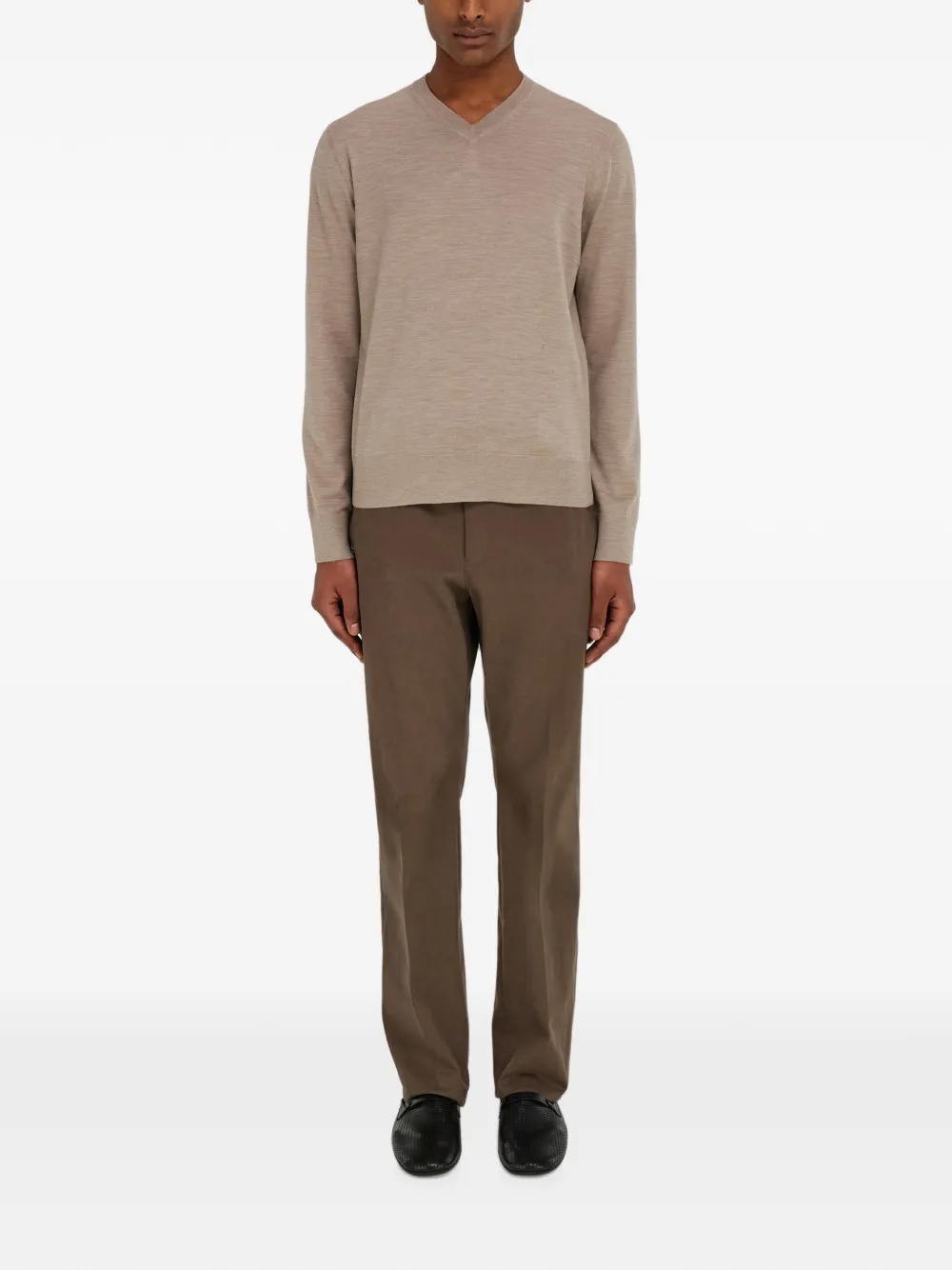 Ferragamo Gebreide trui met V-hals Beige