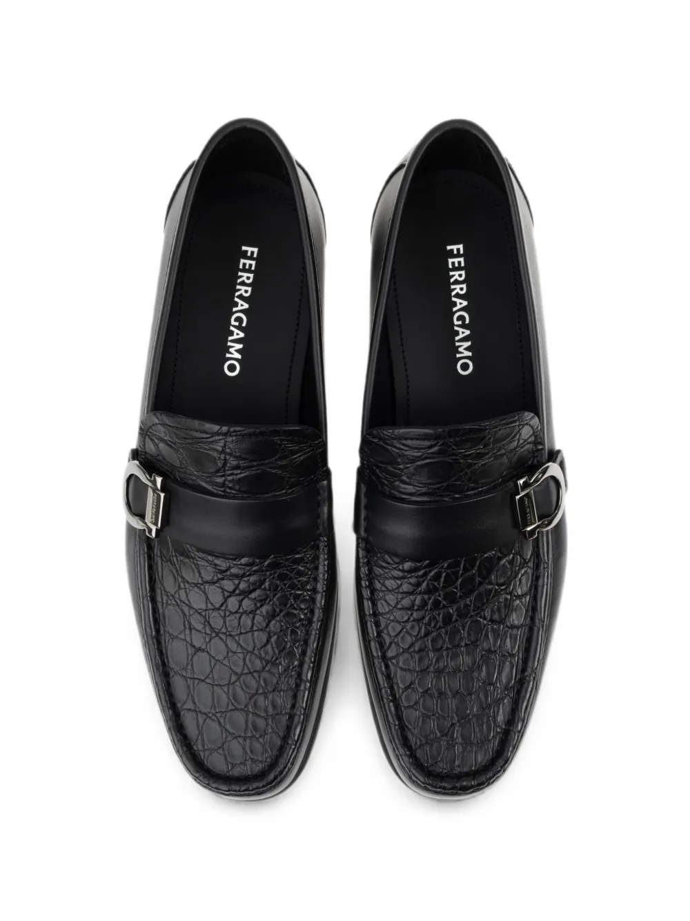 Ferragamo Loafers met Gancini ornament Zwart