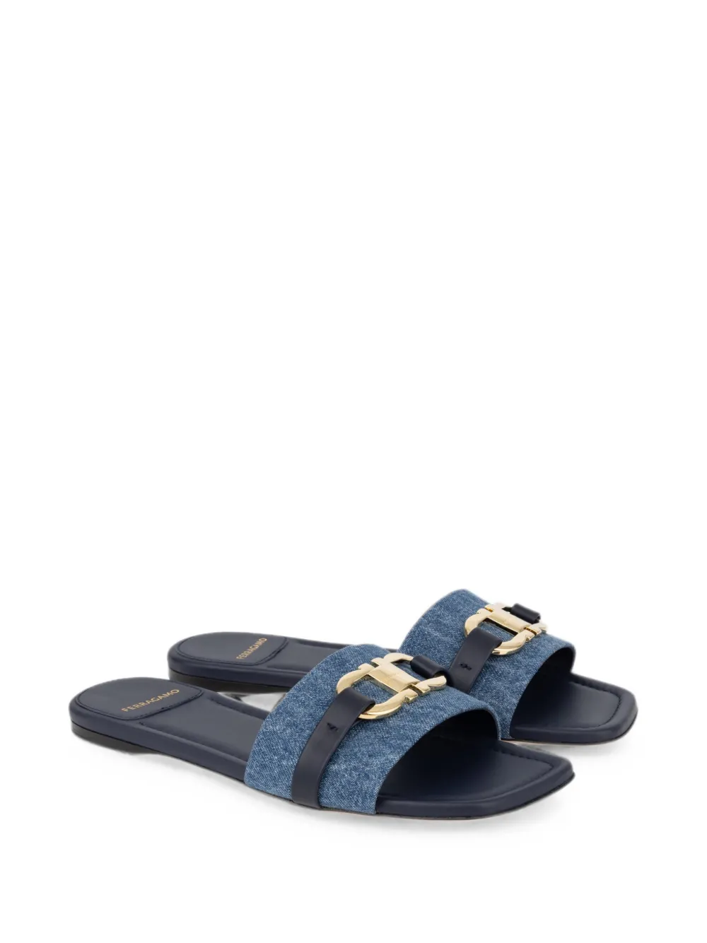 Ferragamo Gancini ornament slides Blauw