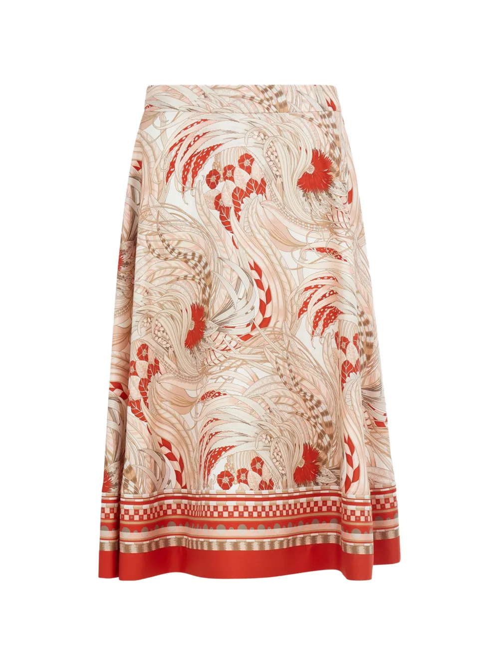 Ferragamo Rooster-print long skirt - Nude
