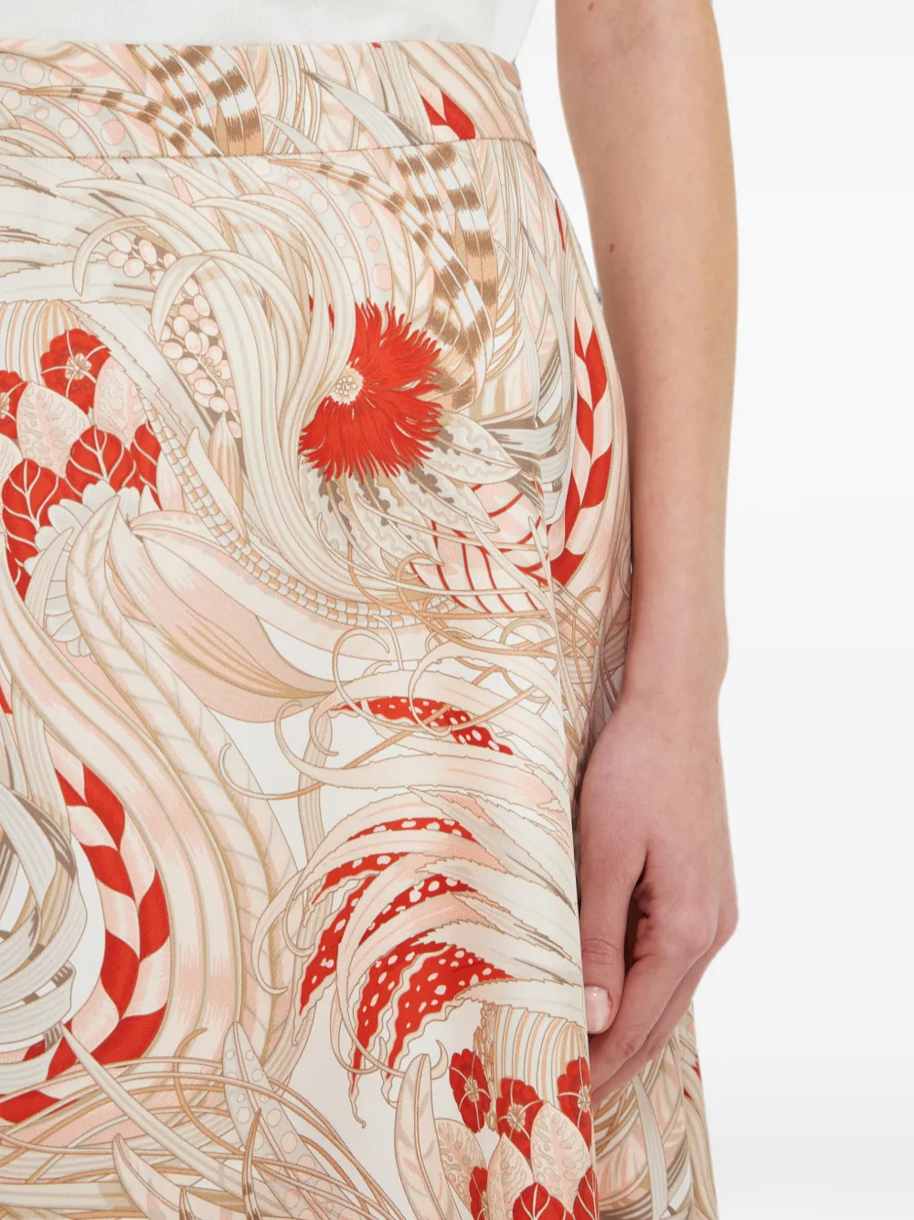 Ferragamo Maxi-rok met hanen-print Beige