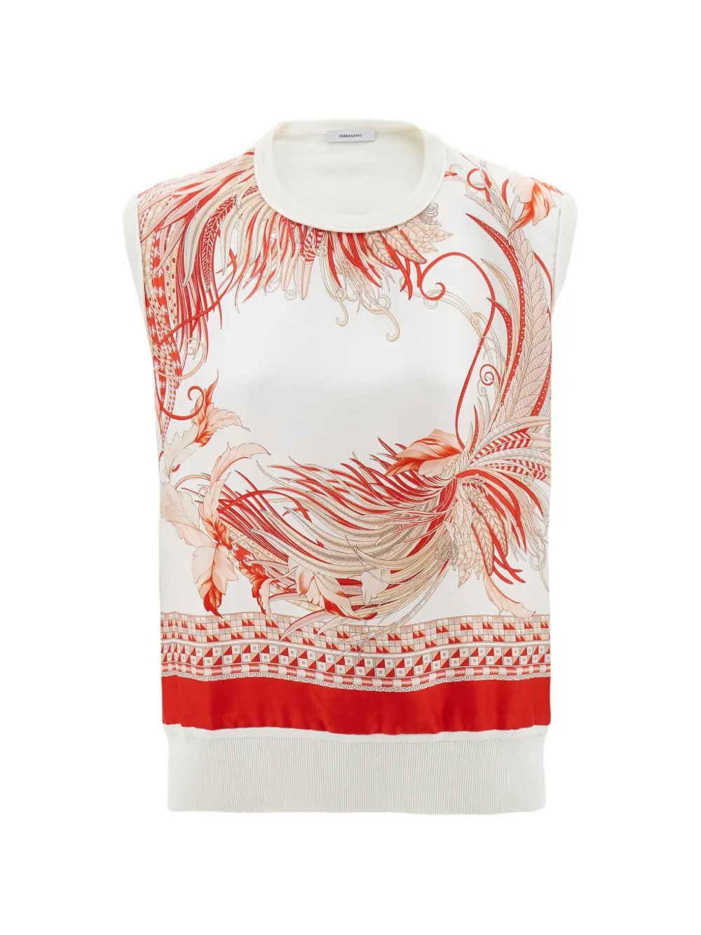 Ferragamo feather show print sleeveless sweater - Bianco