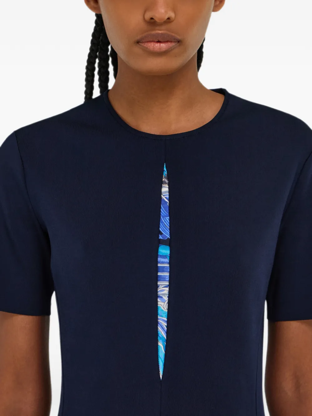 Ferragamo Gebreide jurk met hanen-print Blauw