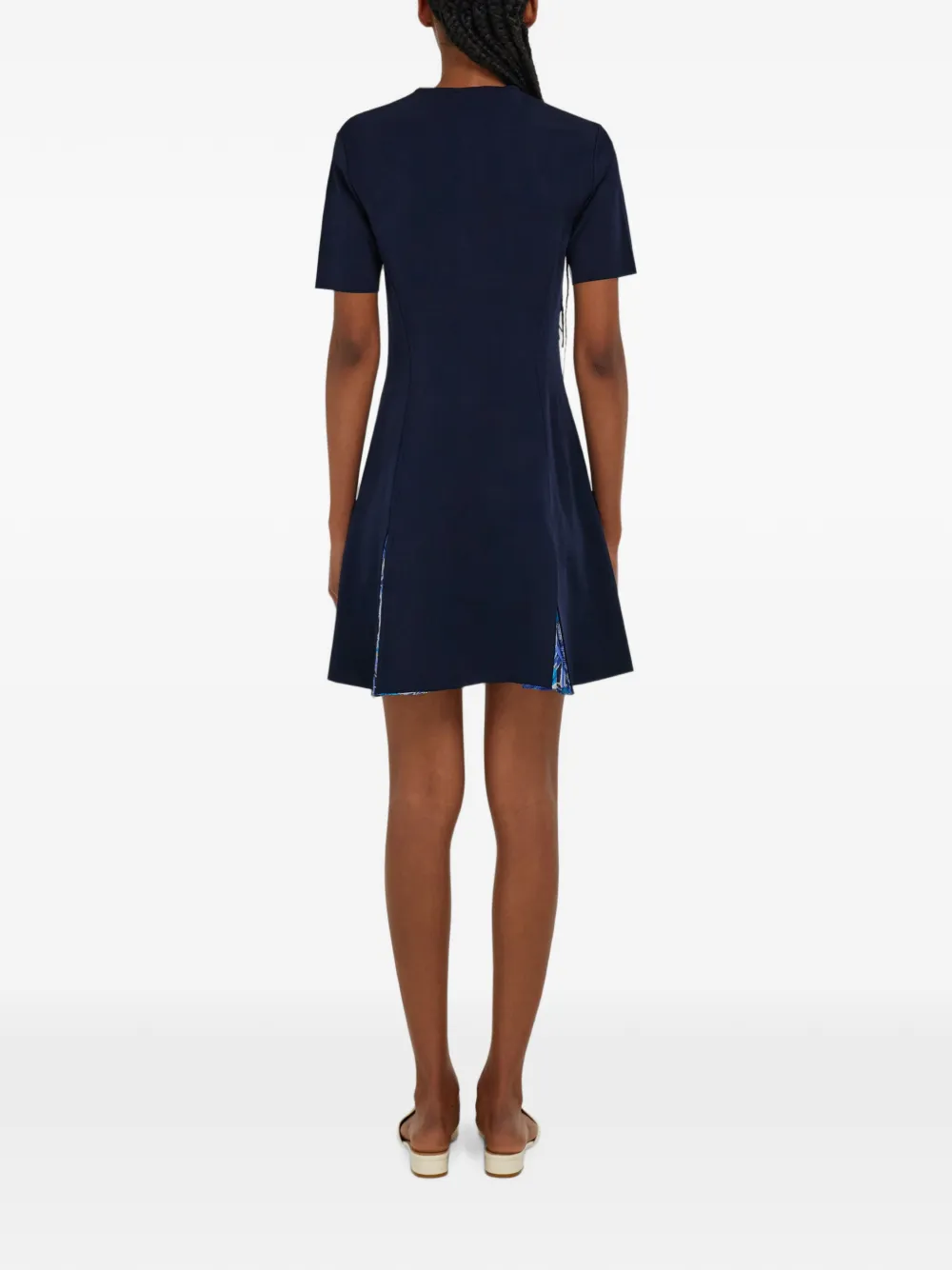 Ferragamo Gebreide jurk met hanen-print Blauw