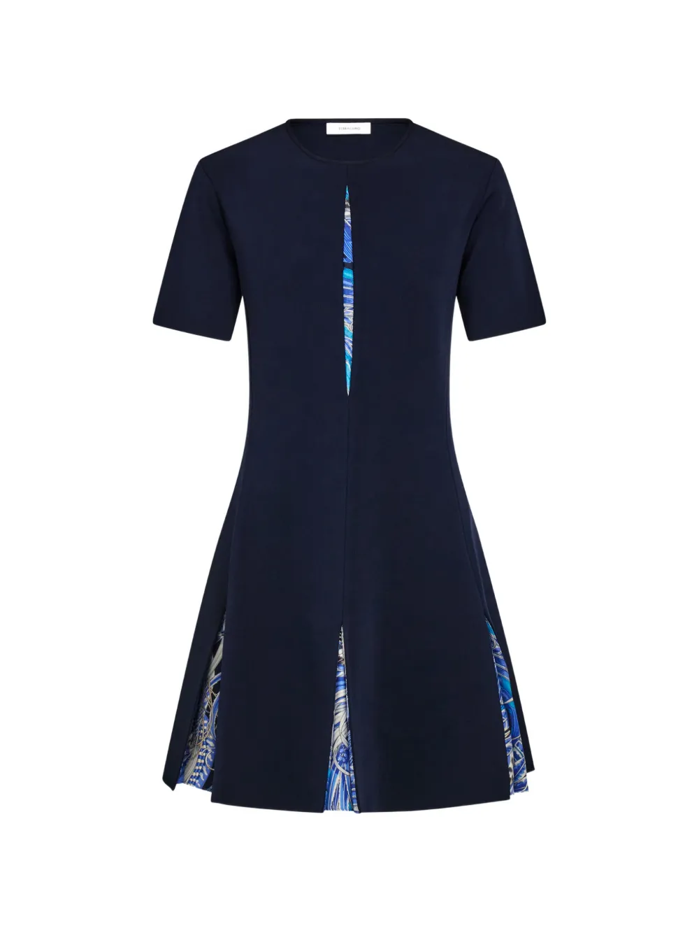 Ferragamo knit dress with Rooster print inserts - Blau