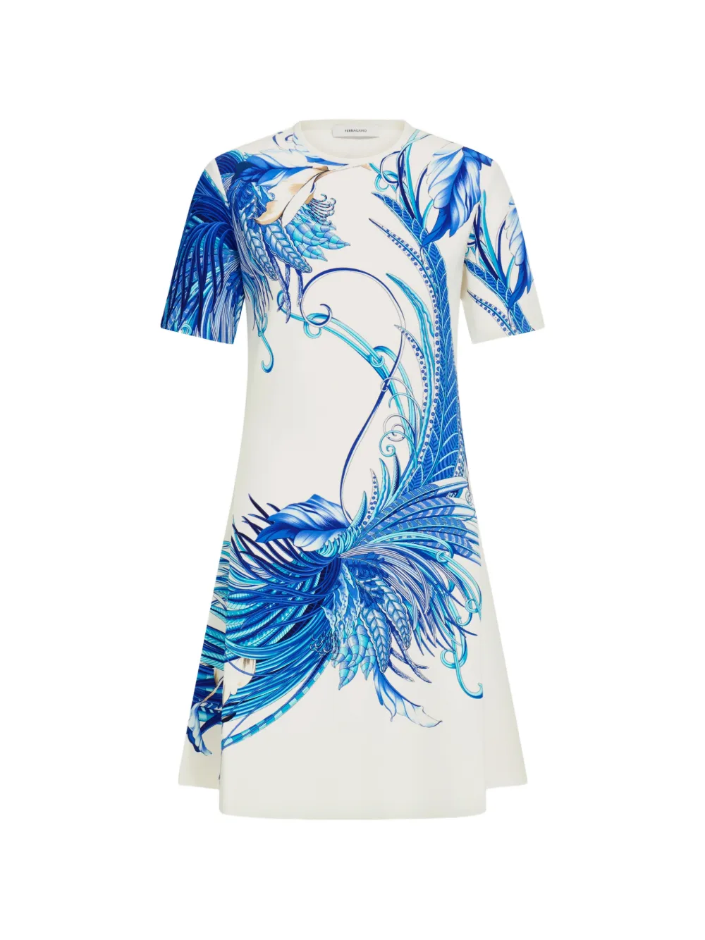Ferragamo feather show print dress - Bianco
