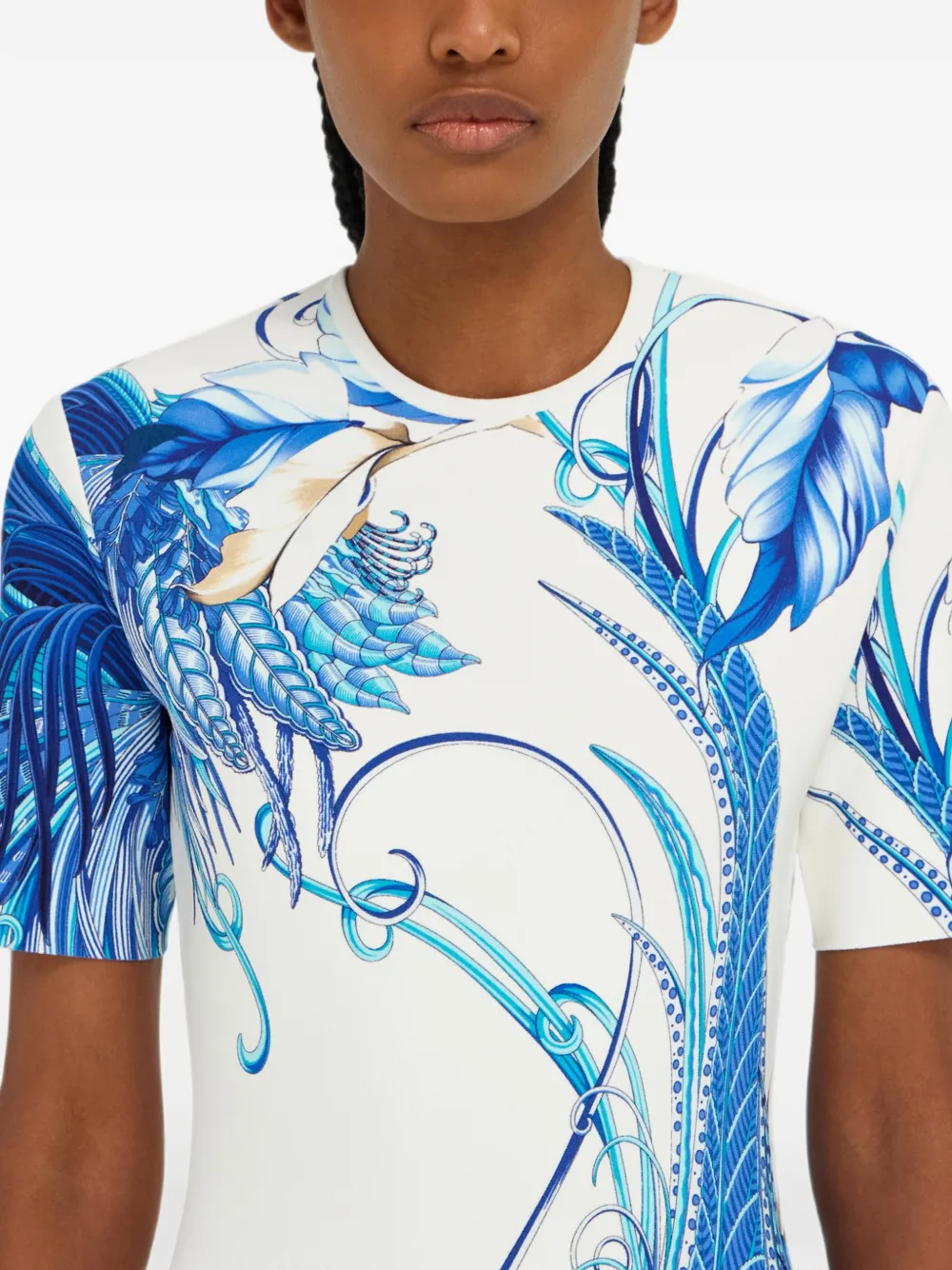 Ferragamo Jurk met veren-print Wit