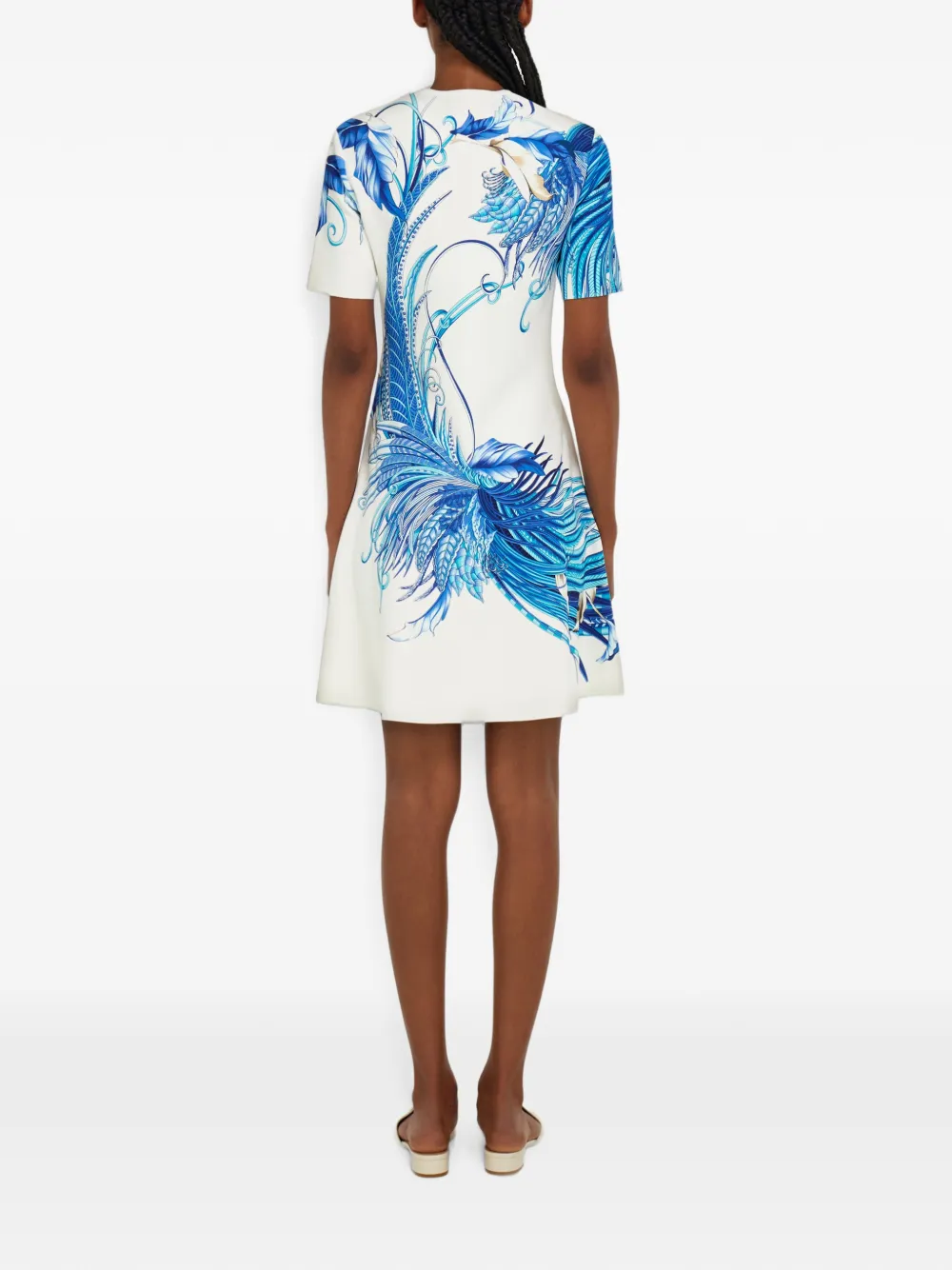 Ferragamo Jurk met veren-print Wit