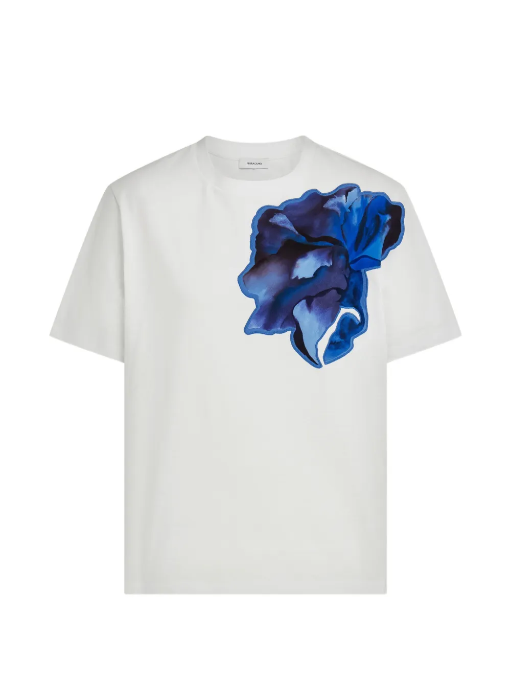 Ferragamo T-shirt with carnation print silk inlay - Bianco