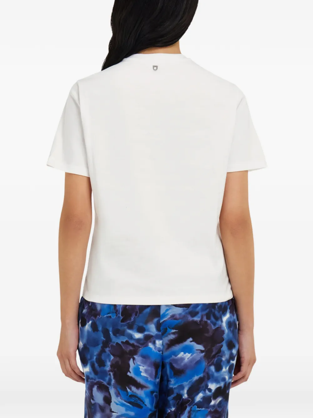 Ferragamo T-shirt met anjer-print en zijden inlay Wit