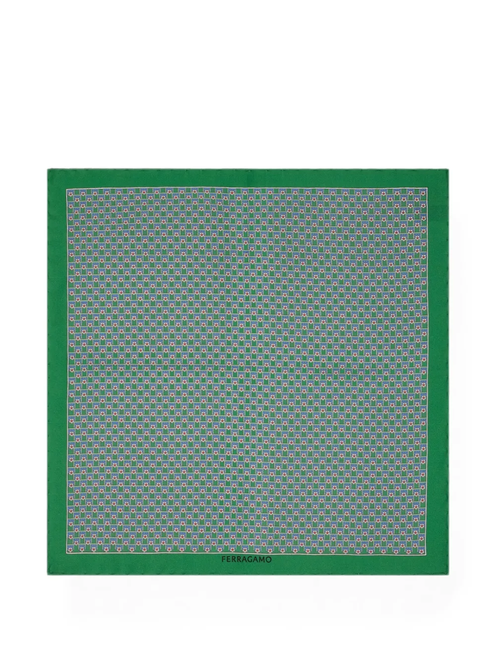 Ferragamo Tournament-print silk pocket square - Citymatch Capsule - Verde
