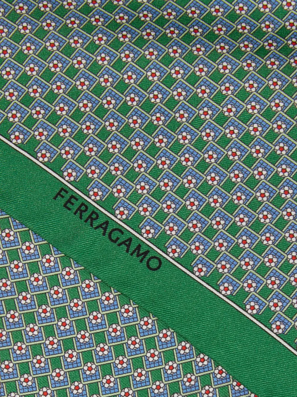 Ferragamo Zijden pochet met toernooiprint Citymatch Capsule Groen