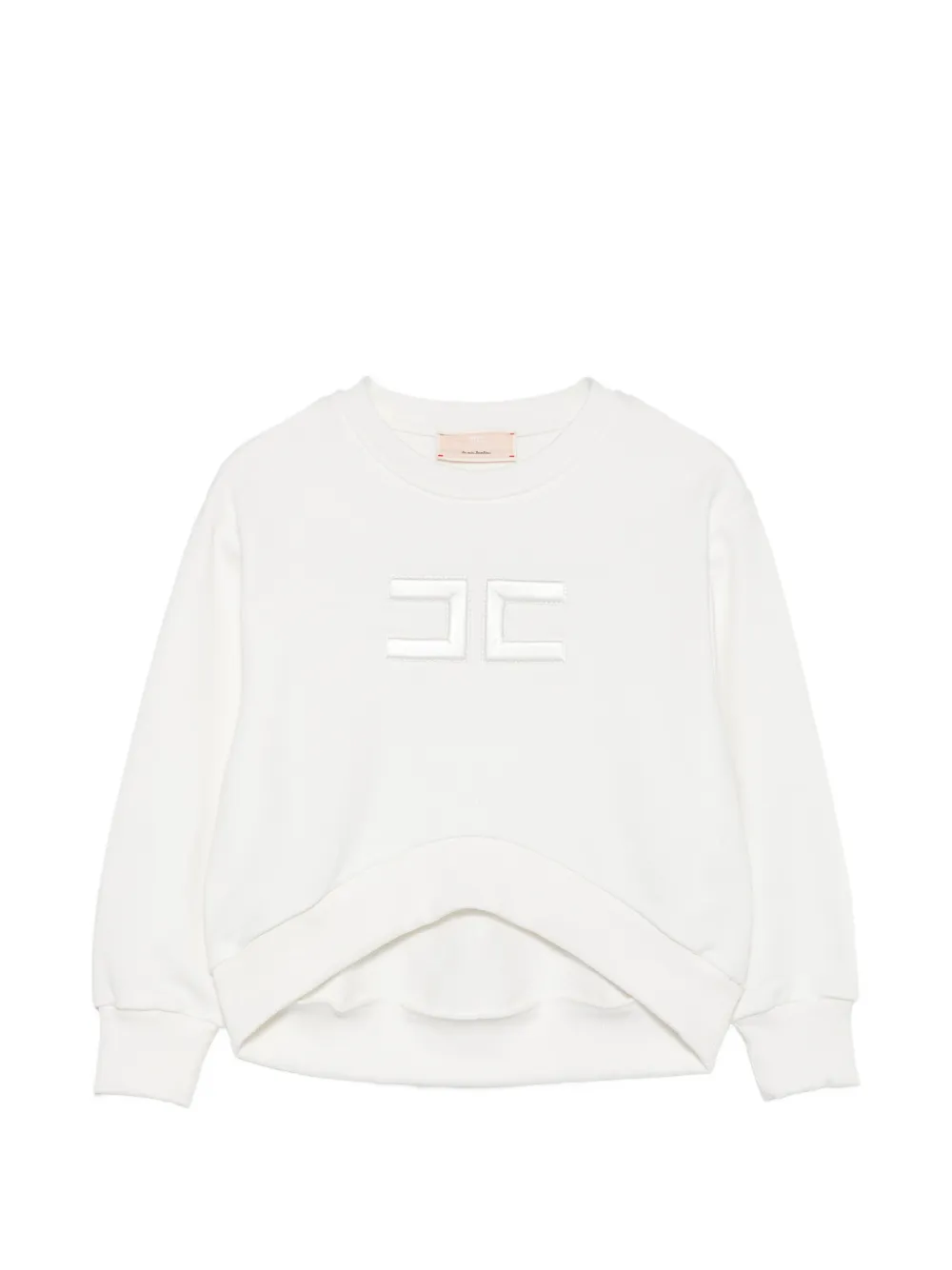 Elisabetta Franchi La Mia Bambina logo-patch cropped sweater - Bianco