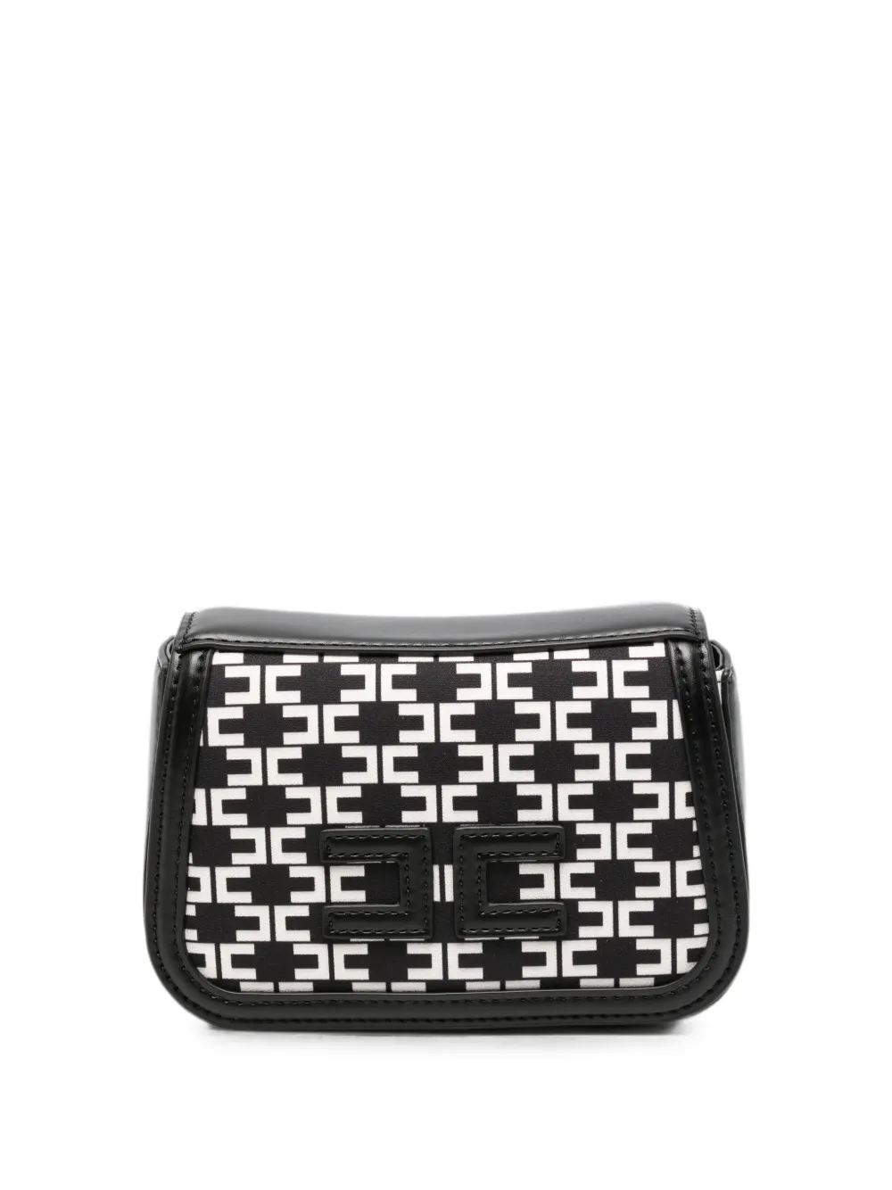 Elisabetta Franchi La Mia Bambina monogram-pattern logo-plaque shoulder bag - Nero