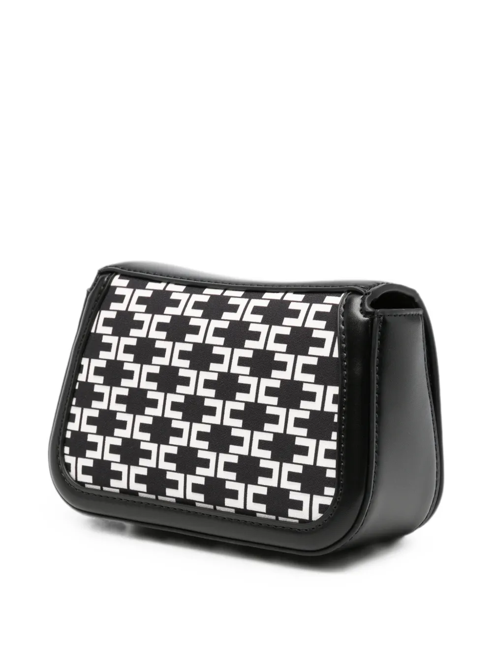Elisabetta Franchi La Mia Bambina Schoudertas met monogram-patroon en logo-plakkaat Zwart