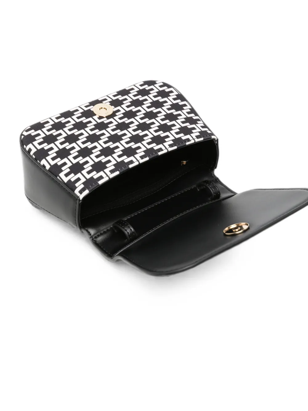 Elisabetta Franchi La Mia Bambina Schoudertas met monogram-patroon en logo-plakkaat Zwart