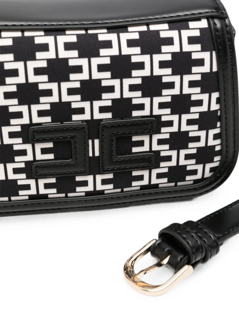 Elisabetta Franchi La Mia Bambina Schoudertas met monogram-patroon en logo-plakkaat Zwart