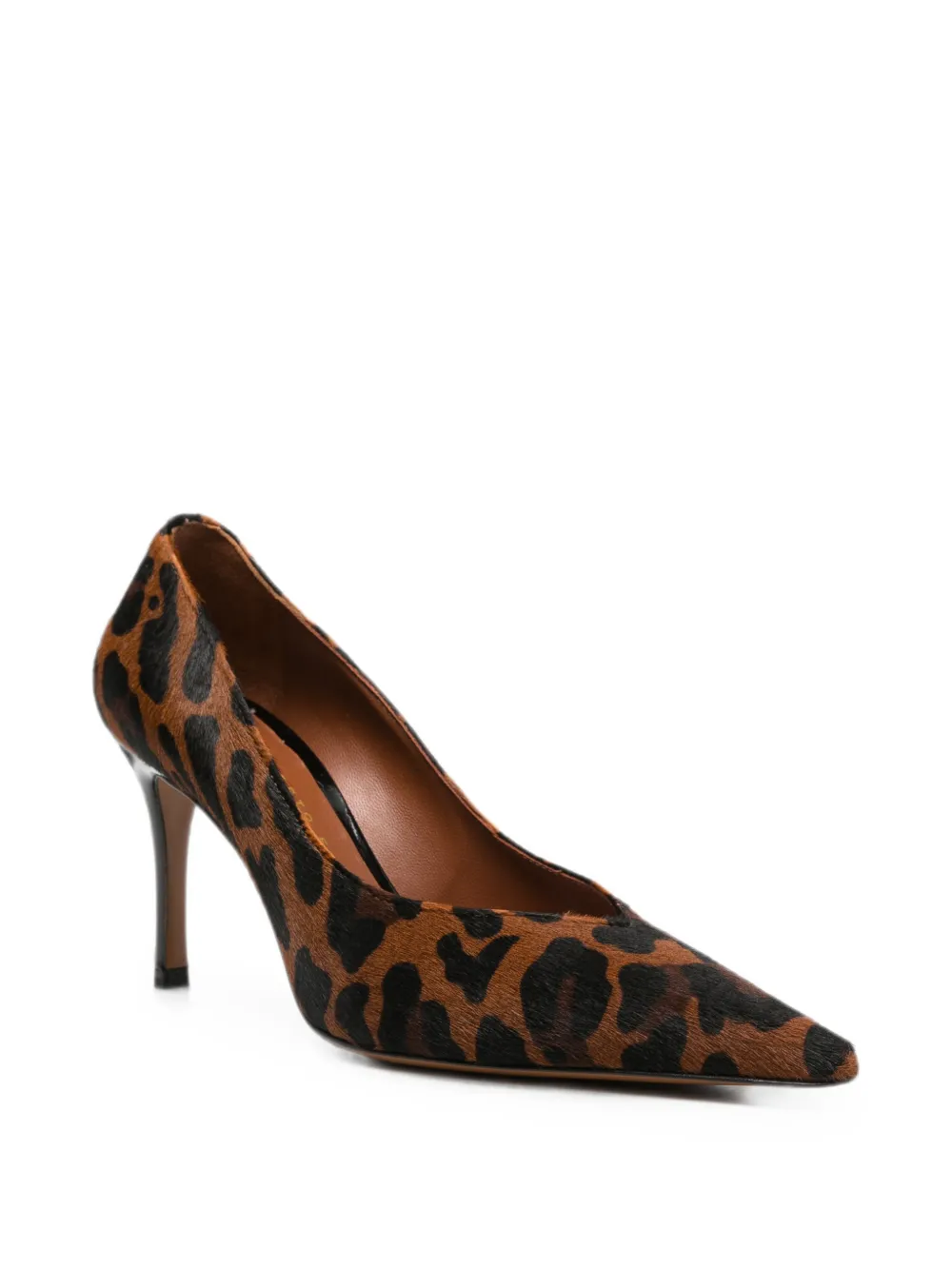 Roberto Festa leopard-print pointed-toe leather heeled pumps Bruin