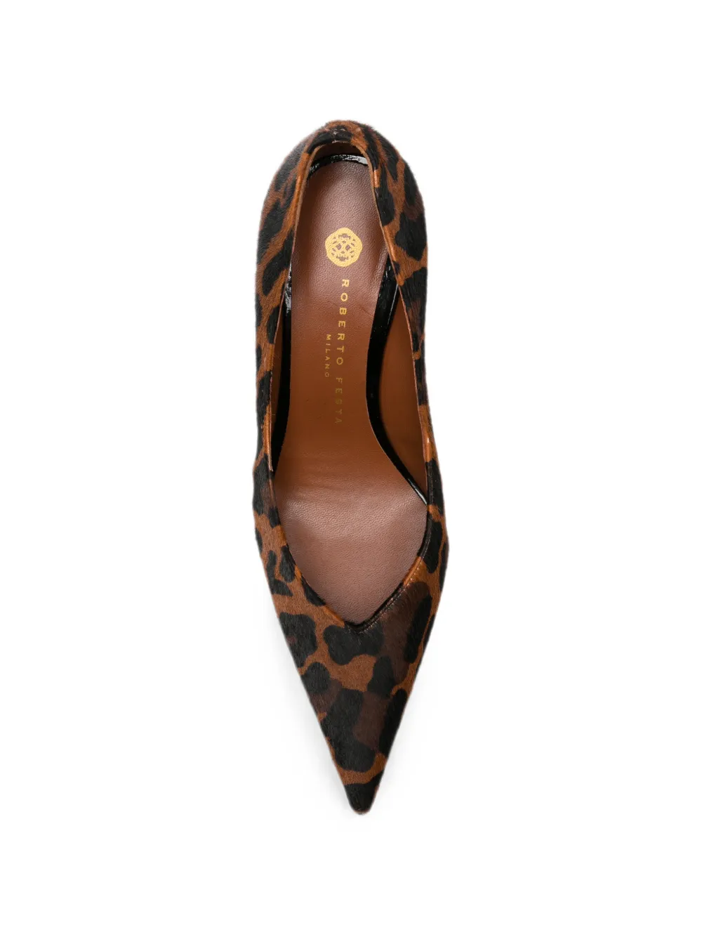 Roberto Festa leopard-print pointed-toe leather heeled pumps Bruin