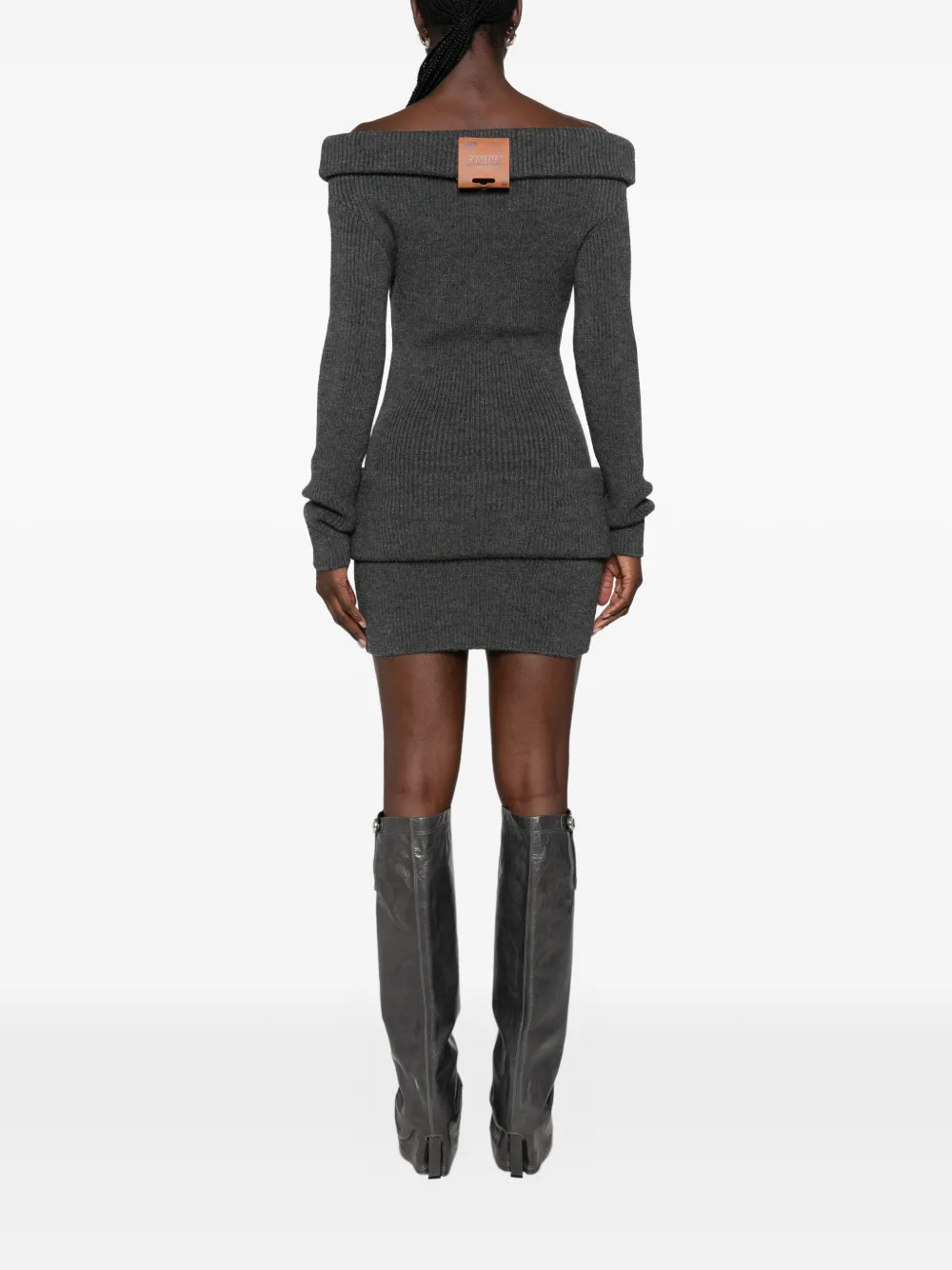 Jean Paul Gaultier Off-shoulder ribgebreide mini-jurk Grijs