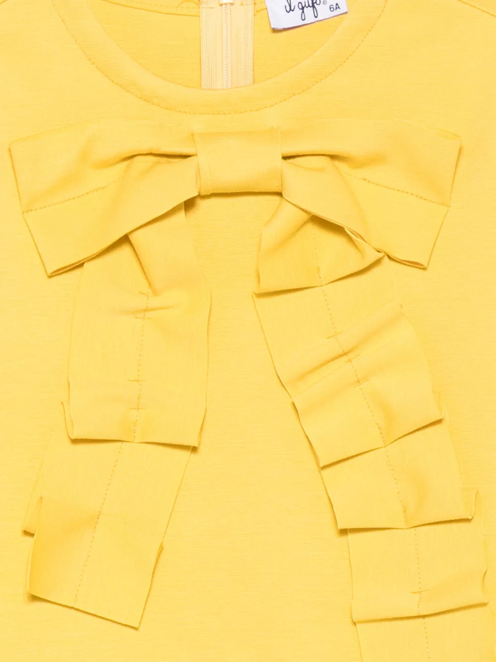 Il Gufo bow-detail ruffled dress Geel