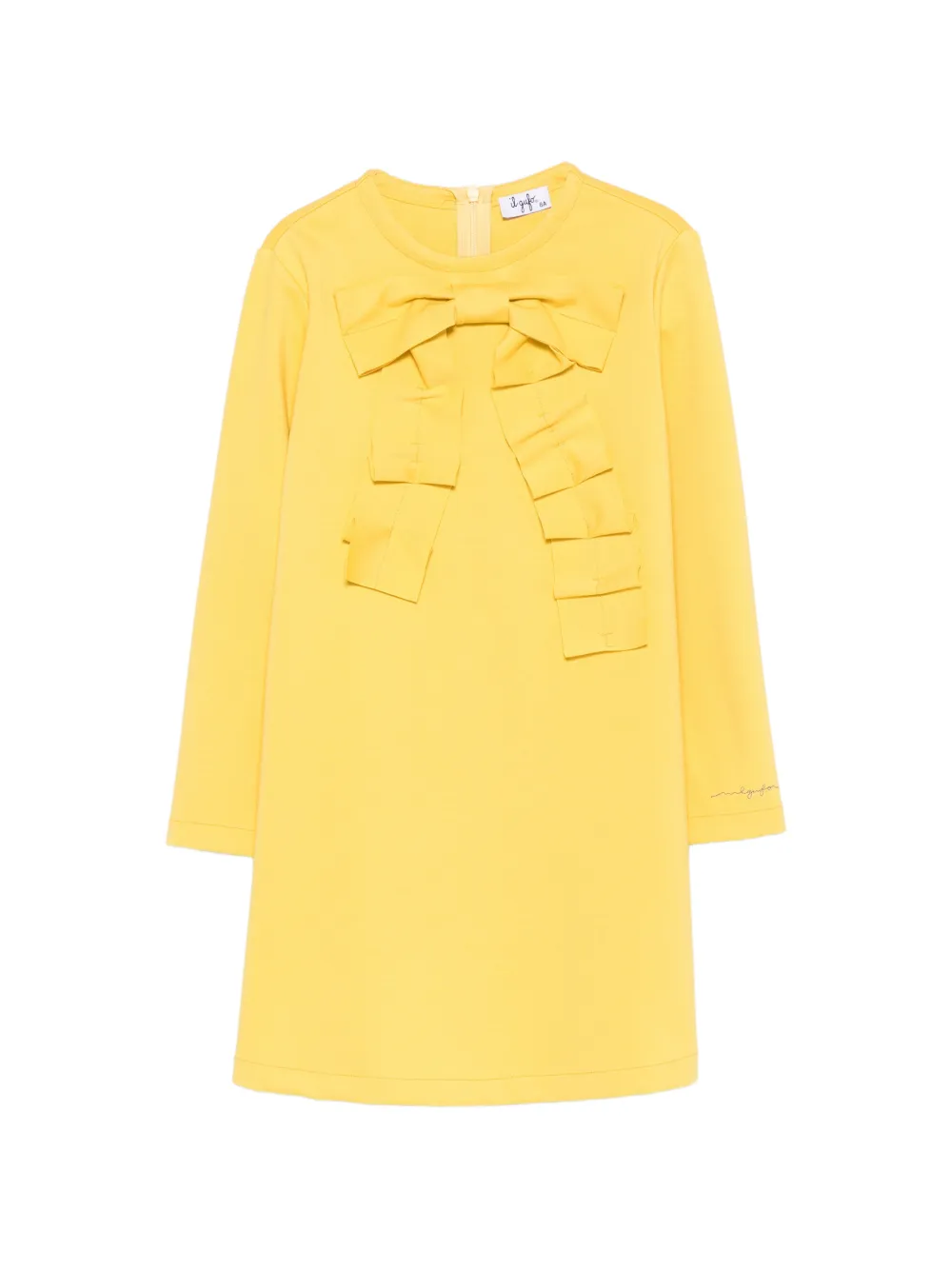 Il Gufo bow-detail ruffled dress - Giallo