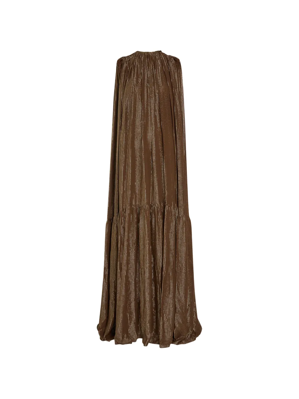 Petar Petrov metallic-stripe tiered maxi dress - Brown