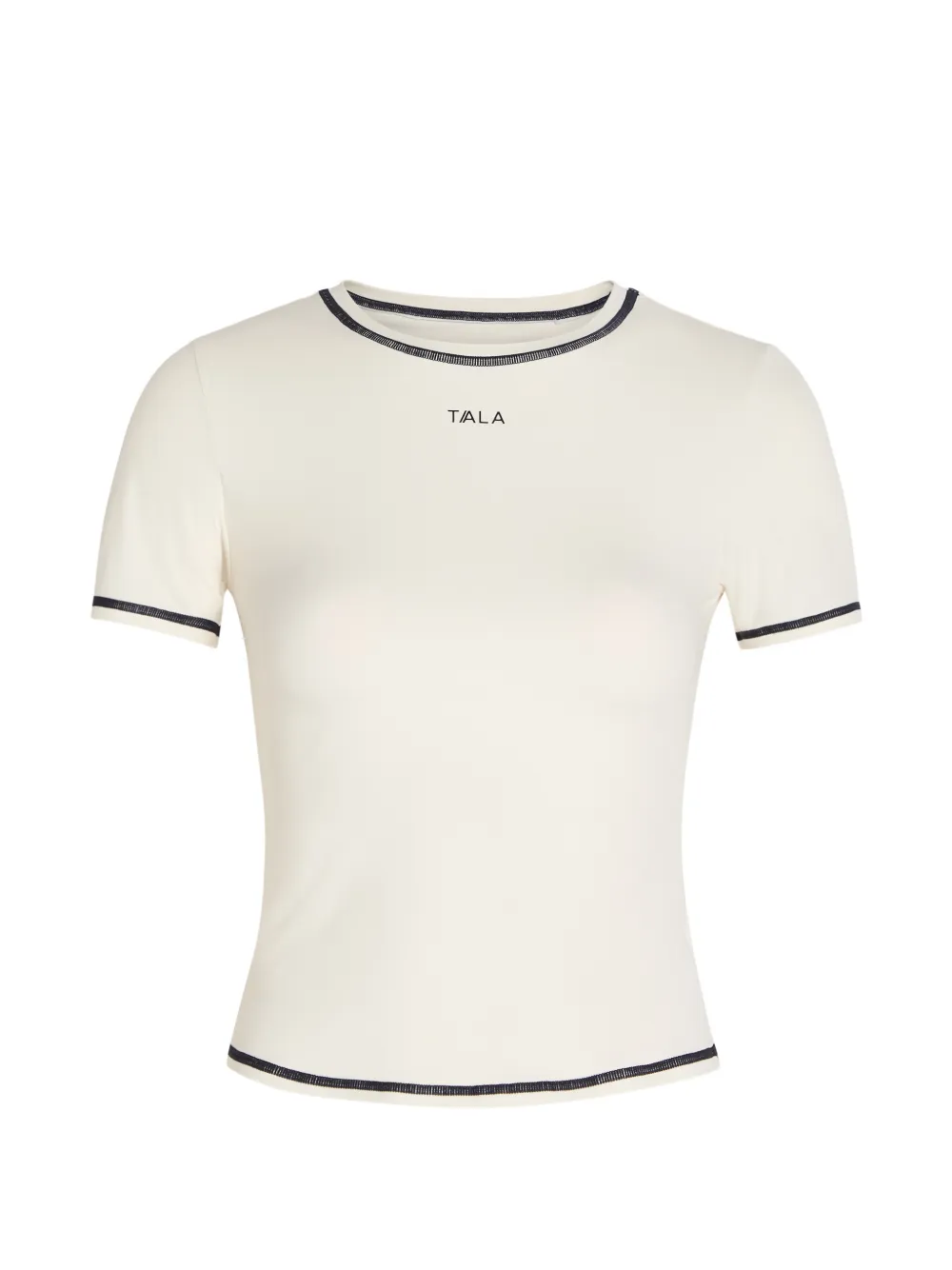 Tala contrast-stitch logo-print T-shirt - Nude
