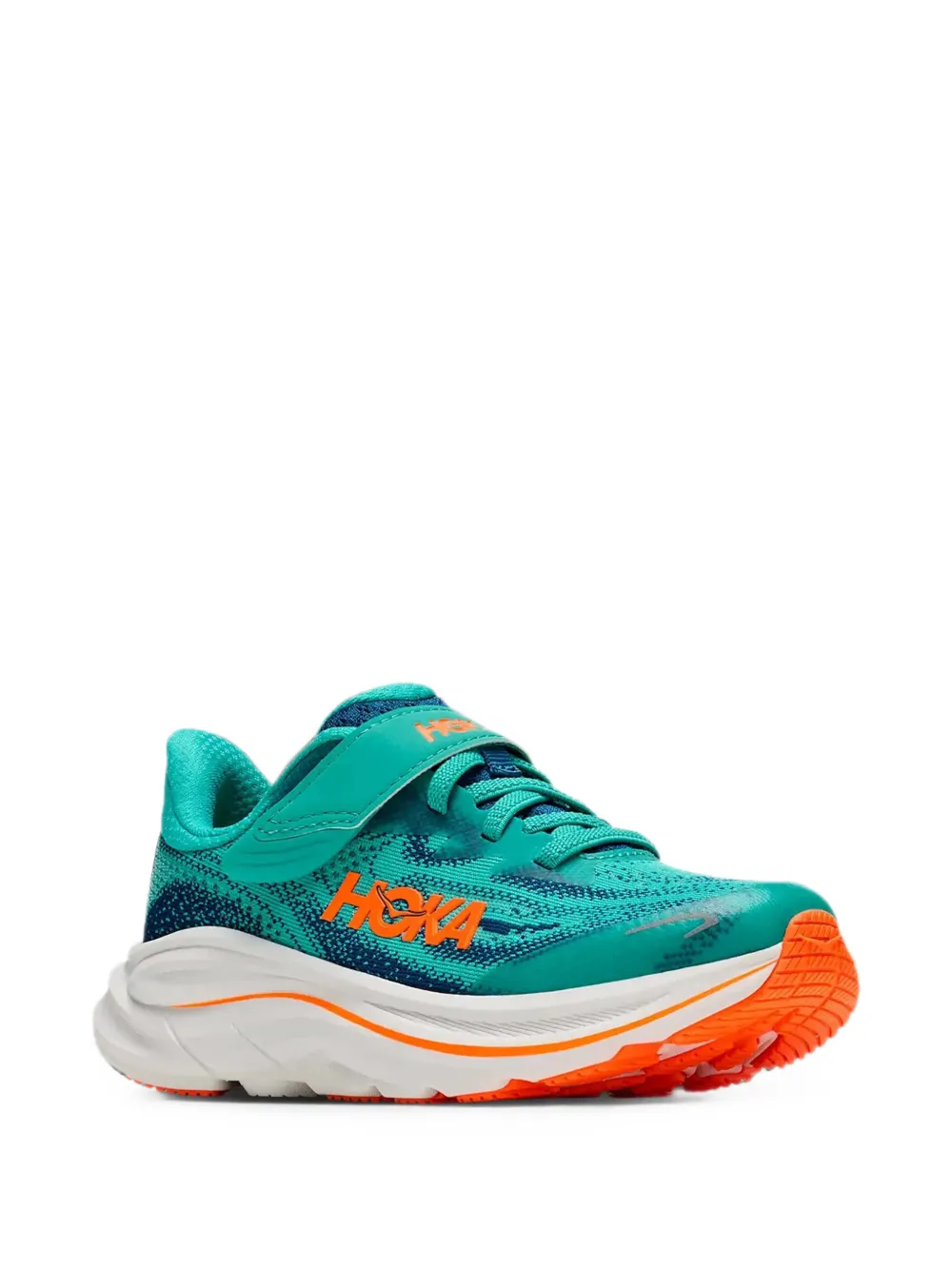 HOKA KIDS Clifton 10 touch-strap sneakers Blauw